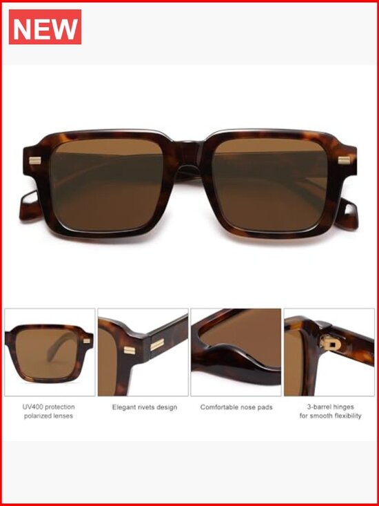 Large Square Polarized Sunglasses Retro Chunky Oversized UV400 main image 5